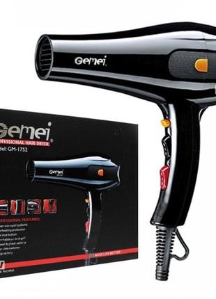 Профессиональный фен для укладки волос с регулировкой  скорости и температурного режима  gemei gm 1752 2300w