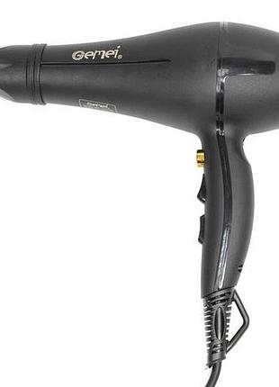 Професійний фен для сушіння та укладання волосся з регуляцією швидкості та температури 2400 вт gemei gm 1763 pro