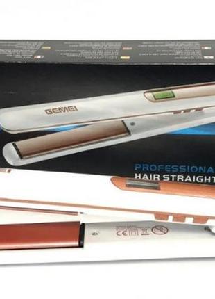 Професійна плойка випрямляч для волосся прасок щипці з керамічним покриттям gemei gm-430 білий