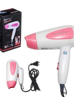 Дорожній фен для сушіння укладки волосся з регуляцією швидкості та температури gemei gm-1756 білий