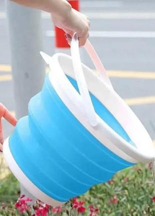 Складане відро силіконове 10 літрів ukc silicon bucket блакитне