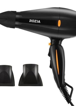 Професійний фен для сушіння та укладання волосся з регуляцією швидкості та температури rozia hc-8201 pro чорний +