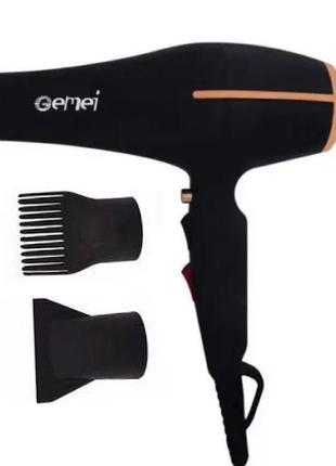 Професійний фен для сушіння та укладання волосся з регуляцією швидкості та температури 3000 вт gemei gm-1780 pro