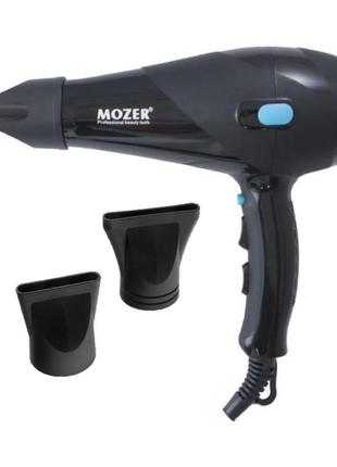 Професійний фен із регуляцією температури та швидкості для сушіння та укладання волосся 6000 вт mozer ms-3100 чорний