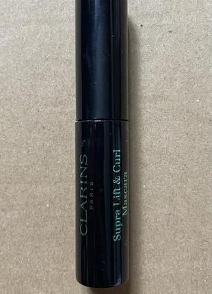 Clarins supra lift & curl mascara, туш для вій, intense black, 3ml1 фото