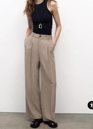 Осінні брюки штани, широкі штани беж, zara 34/ xs-s