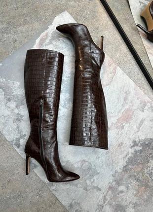 Жіночі дизайнерські чоботи із натуральної шкіри на шпильці 9110