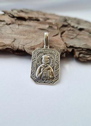Серебряная икона ладанка св. николай серебро 925 пробы черненное 3336ч 6.10г
