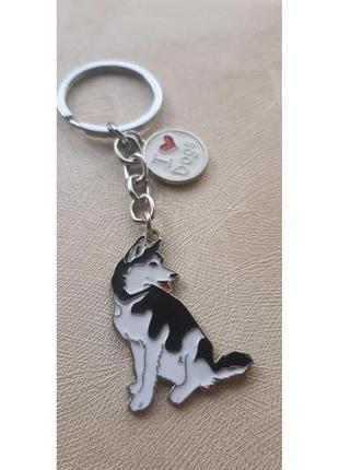 Хаски брелок металлический на ключи, автоключи, брелок с хаски
