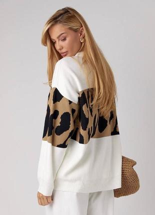 Свитер женский леопардовый оверсайз