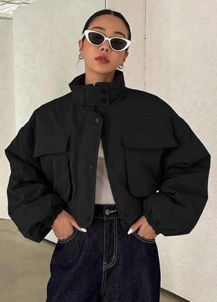 Куртка бомбер черная (к-018) демисезон