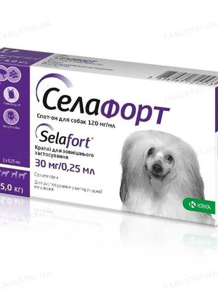 Краплі селафорт від бліх, кліщів і гельмінтів для собак вагою 2,6-5 кг