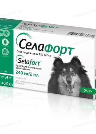 Краплі селафорт krka  від бліх, кліщів і гельмінтів для собак вагою 20-40 кг