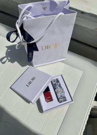 Подарунковий набір dior помада та лак для нігтів оригінал
