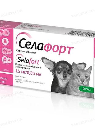 Краплі селафорт krka від бліх кліщів і гельмінтів для кішок і собак вагою до 2,5 кг