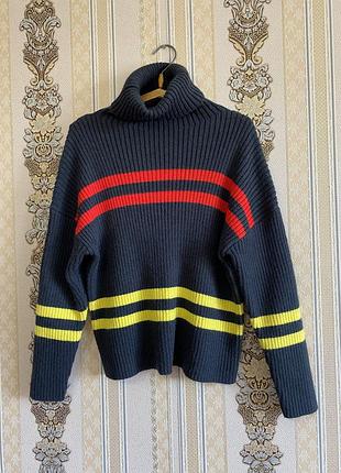 Стильний в'язаний светр, графітовий світер, темно-сірий светер водолазка