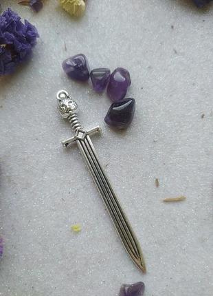 Закладка для книг меч с головой кота, тигра. металл цвета серебра