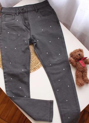 Стильні джинси скіні з камінчиками f&f 10-11 років