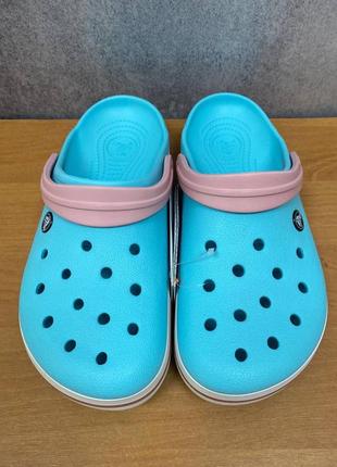 Уценка! женские кроксы vertes crocs crocband ice blue/white