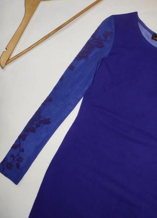 Платье женское мини синего цвета с кружевными рукавами сетка от бренда motel xs4 фото