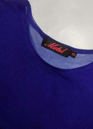 Платье женское мини синего цвета с кружевными рукавами сетка от бренда motel xs5 фото