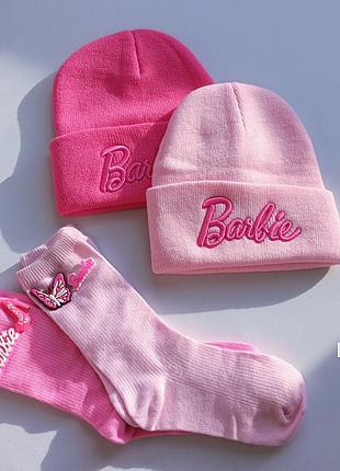 Шапка барбі, шапочка barbie , рожева дитяча шапка, шапочка барбі, рожева сумочка barbie, гольфи барбі