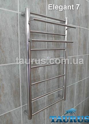 Практичный полотенцесушитель из нж стали с 2 полками elegant 7 / высота 750. прямые перемычки d16. ширина 400