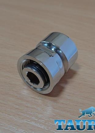 Адаптер (перехідник) з різьби m22x1.5 внутрішня на 1/2 внутрішня (муфта) для прохідних кранів. хром. польща