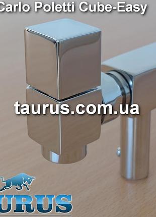 Кран квадратный угловой carlo poletti cube-easy 30х30 (италия) с американкой для полотенцесушителей 1/2