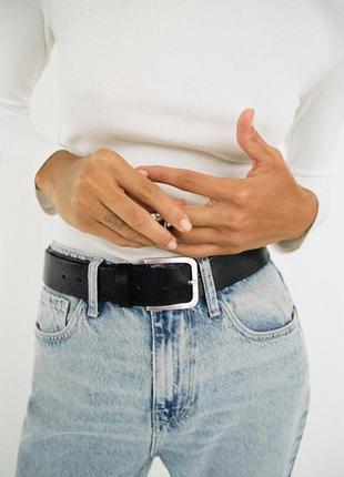 Кожаный ремень с ношенным эффектом 85-98 zara