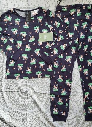 Хлопковая пижама брюки лонгслив кофта h&m на 6-7 лет