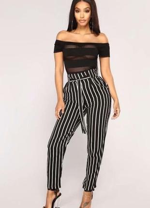 Стрейч брючки у смужку висока посадка #771#