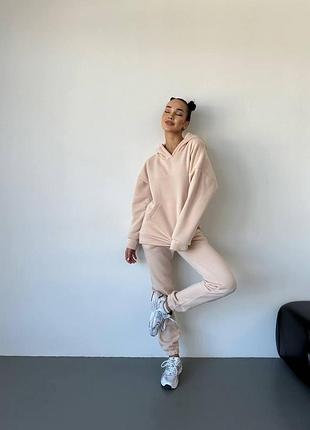 Костюм спортивный женский двойка ( кофта и штаны ) с капюшоном трехнитка на флисе турция си-2029
