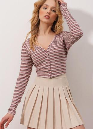 Брендовая укороченная кофта "primark" в рубчик. размер s, uk10-12/eur38-40.
