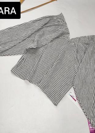 Блуза женская оверсайз с широкими рукавами в клетку от бренда zara trafaluc s