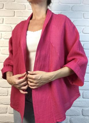 Стильная льняная рубашка-жакет цвета фуксия италия js millenium