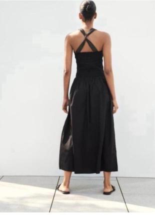 Платье черное длинное с открытой спиной на широких бретелях zara xs м4 фото