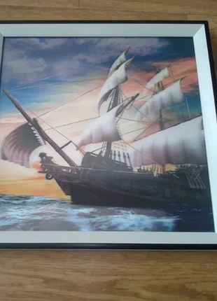 Картина 3d корабель 30х30см