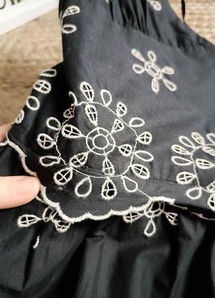 Платье миди с контрастной прорезной вышивкой белым по черному от zara, размер s*5 фото