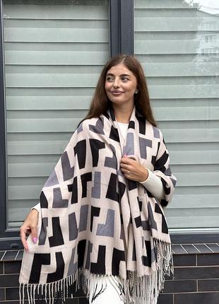 Шарф женский кашемировый палантин бежевый