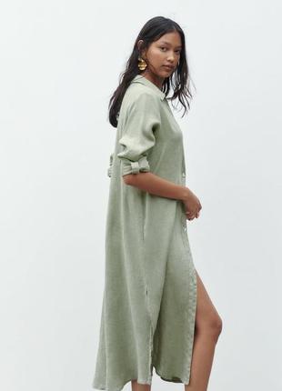 Лляна сукня-сорочка від zara, розмір xs, s, m*2 фото