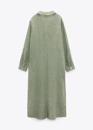 Лляна сукня-сорочка від zara, розмір xs, s, m*9 фото