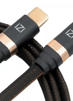 Usb pd кабель, usb-провід izi pm-15 3a usb type-c - type-c cable black