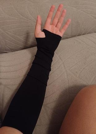 Митенки тонкие рукава без пальцев защитные рукава из нейлона, цвет черный код 82