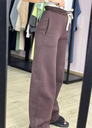 Штаны спортивные женские теплые на флисе на высокой посадке качественные стильные...