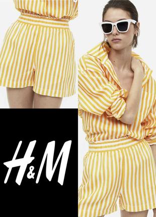 Стильні лляні шорти в смужку з кишенями h&m етикетка