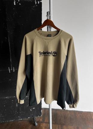 Timberland performance mens vintage 90s black beige sweatshirt center logo y2k винтажная кофта с логотипом