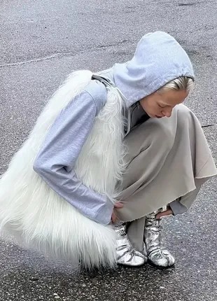 Тренд. меховая сумка шопер.