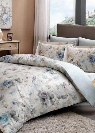 Турция 🇹🇷евро комплект постельного белья satin digital 200×220 см prelude lila, премиальное качество