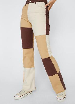 Крутые разноцветные джинсы пэчворк pull & bear